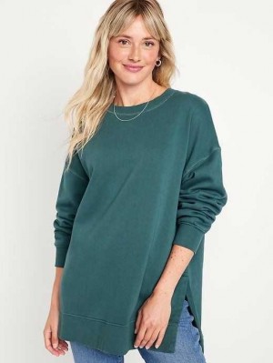Sweatshirt Old Navy Oversized Boyfriend Tunic Sweatshirt Femme Vert Foncé | 634-RSHGPL
