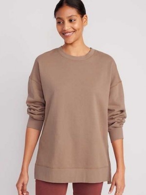 Sweatshirt Old Navy Oversized Boyfriend Garment-Dyed Tunic Sweatshirt Femme Rare Earth | 632-GKFZYI