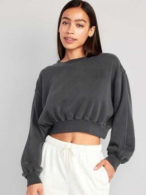 Sweatshirt Old Navy Oversized Cropped Fleece Sweatshirt Femme Panther | 970-CDBXGT