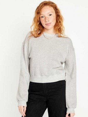Sweatshirt Old Navy Relaxed Crew Neck Sweatshirt Femme Grise Clair | 689-JSRKVN