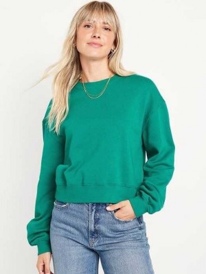 Sweatshirt Old Navy Relaxed Crew Neck Sweatshirt Femme Serpentine | 683-DVATRN