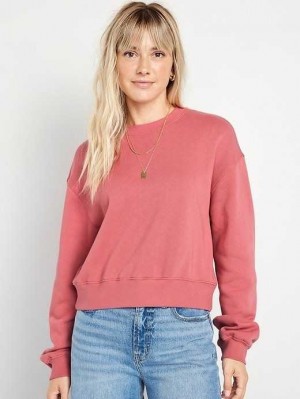 Sweatshirt Old Navy Relaxed Crew Neck Sweatshirt Femme Rose | 501-JMRYXG