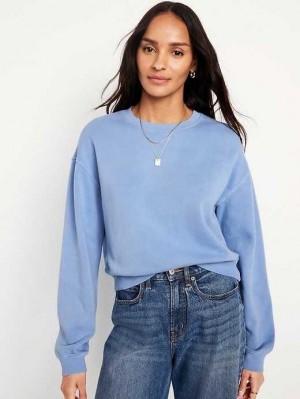 Sweatshirt Old Navy Relaxed Crew Neck Sweatshirt Femme Bleu | 184-DJYOUN
