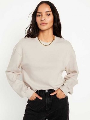 Sweatshirt Old Navy Relaxed Crew Neck Sweatshirt Femme Beige | 892-GWRAMI