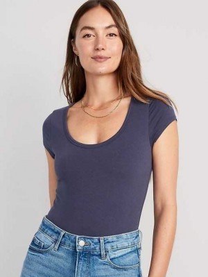 T Shirts Old Navy Corta-Sleeve Scoop-Neck Bodysuit Femme Volcanic Glass | 540-YEBMJX