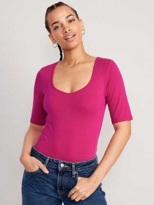 T Shirts Old Navy Corta Sleeve Sweetheart Bodysuit Femme Rose | 301-YSNAHX