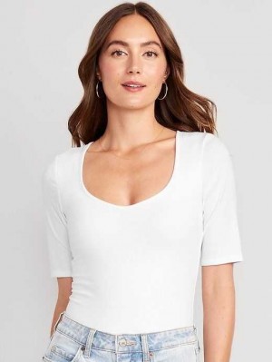 T Shirts Old Navy Corta Sleeve Sweetheart Bodysuit Femme Blanche | 294-VFGHEW