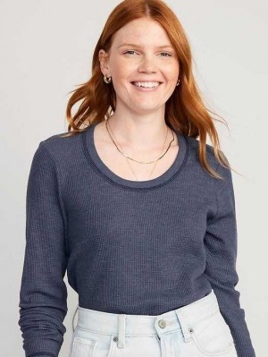 T Shirts Old Navy Cropped Waffle-Knit Scoop-Neck T-Shirt Femme Volcanic Glass | 849-YZAJLW
