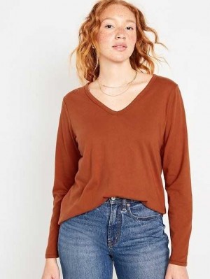 T Shirts Old Navy EveryWear Long-Sleeve V-Neck T-Shirt Femme Umbria | 074-LVASUR