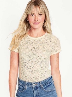 T Shirts Old Navy Fitted Corta-Sleeve Dentelle Top Femme Cozy Cashmere | 893-BXQZEC