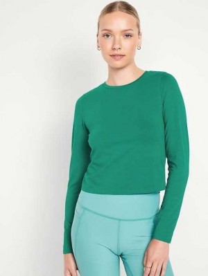 T Shirts Old Navy Fitted Long-Sleeve Cropped T-Shirt Femme Serpentine | 185-WTYRGP
