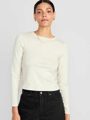 T Shirts Old Navy Fitted Long-Sleeve Cropped T-Shirt Femme Plucky Wishbone | 165-DEUQSR