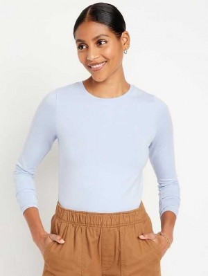 T Shirts Old Navy Fitted Long-Sleeve Cropped T-Shirt Femme Rock Pool | 854-MZJQBS