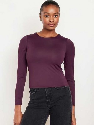 T Shirts Old Navy Fitted Long-Sleeve T-Shirt Femme Violette | 601-RVIPQK