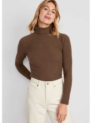 T Shirts Old Navy Fitted Plush Rib-Knit Turtleneck Femme Espresso | 803-WJIESK