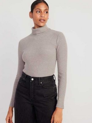 T Shirts Old Navy Fitted Plush Rib-Knit Turtleneck Femme Marron Clair | 590-CIETQB
