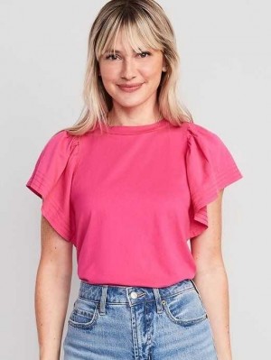 T Shirts Old Navy Flutter-Sleeve Paneled T-Shirt Femme Fleur | 496-ETPYIU