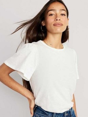 T Shirts Old Navy Flutter-Sleeve Slub-Knit Top Femme Bleu Clair | 129-XCKUSO