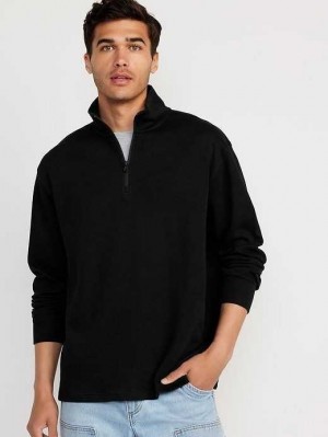 T Shirts Old Navy French Rib 1/4-Zip Pullover Pull Homme Noir | 562-NBPCMH