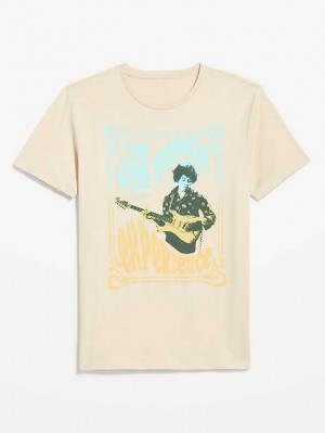 T Shirts Old Navy Jimi Hendrix Gender-Neutre Graphique T-Shirt Homme Ecru | 721-TCJQSE