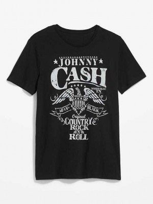 T Shirts Old Navy Johnny Cash Gender-Neutre T-Shirt Homme Noir | 849-ZGRFHL
