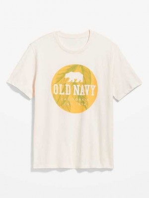 T Shirts Old Navy Logo-Graphique Crew-Neck T-Shirt Homme Creme De La Creme | 720-FRKLQT