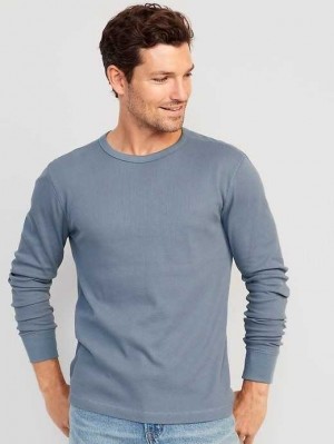 T Shirts Old Navy Long-Sleeve Built-In Flex Waffle-Knit T-Shirt Homme Wintry Waters | 125-KZARNQ