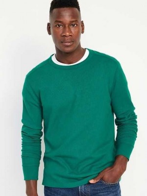 T Shirts Old Navy Long-Sleeve Built-In Flex Waffle-Knit T-Shirt Homme Turquoise | 065-CXDQZE