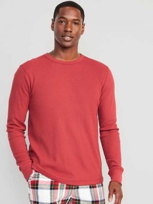 T Shirts Old Navy Long-Sleeve Built-In Flex Waffle-Knit T-Shirt Homme Rose | 896-IQNEVM