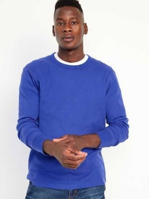 T Shirts Old Navy Long-Sleeve Built-In Flex Waffle-Knit T-Shirt Homme Bleu | 978-QFVRGU