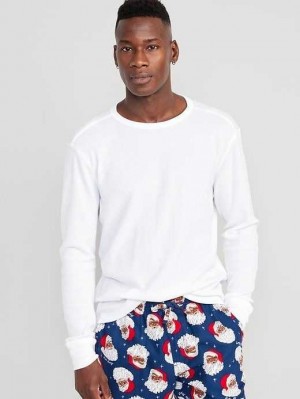 T Shirts Old Navy Long-Sleeve Built-In Flex Waffle-Knit T-Shirt Homme Blanche | 869-JMAZHI