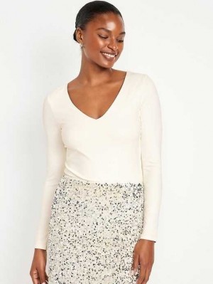 T Shirts Old Navy Long-Sleeve Cropped V-Neck T-Shirt Femme Bleu Clair | 809-JWBRUY