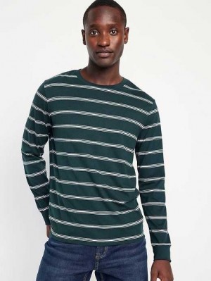 T Shirts Old Navy Long-Sleeve Rayé Rotation T-Shirt Homme Vert Stripes | 781-RKOWEJ