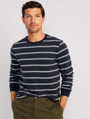 T Shirts Old Navy Long-Sleeve Rayé Rotation T-Shirt Homme Bleu Marine Stripes | 192-BWSCXE