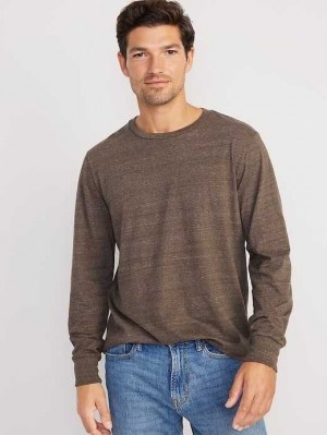 T Shirts Old Navy Long-Sleeve Rotation T-Shirt Homme Cafe | 162-ASZFUK