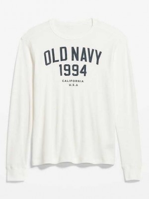 T Shirts Old Navy Long-Sleeve Thermal-Knit Logo T-Shirt Homme Bleu Clair | 681-ZQJYAH