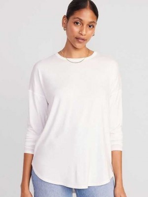 T Shirts Old Navy Luxe Long-Sleeve Tunic T-Shirt Femme Bleu Clair | 653-RLCMZQ