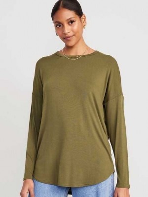 T Shirts Old Navy Luxe Long-Sleeve Tunic T-Shirt Femme Pasture Present | 470-IXOUPG