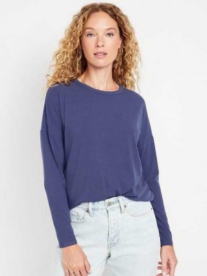 T Shirts Old Navy Luxe Rib-Knit Tunic T-Shirt Femme Bluesday | 391-XYTWME