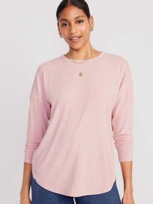 T Shirts Old Navy Luxe Rib-Knit Tunic T-Shirt Femme Rose | 013-KNTCWY