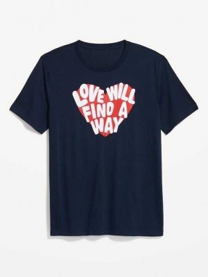 T Shirts Old Navy Matching Valentine-Graphique T-Shirt Homme Bleu Marine | 329-ZGFQPM