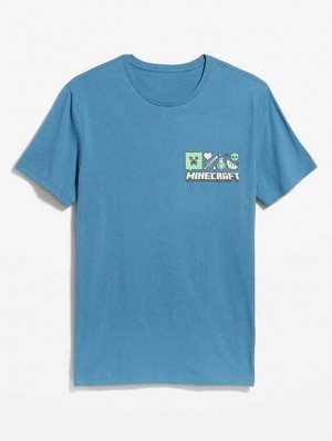 T Shirts Old Navy Minecraft Gender-Neutre Graphique T-Shirt Homme Bleu | 407-GZDUYV