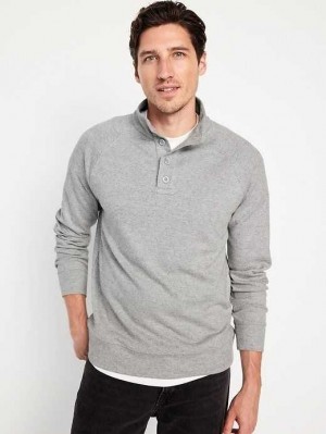 T Shirts Old Navy Mock-Neck Button-Front Pullover Pull Homme Grise Clair | 714-CVOKWT