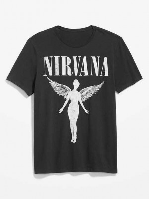 T Shirts Old Navy Nirvana Gender-Neutre Graphique T-Shirt Homme Noir | 520-BEVLAY