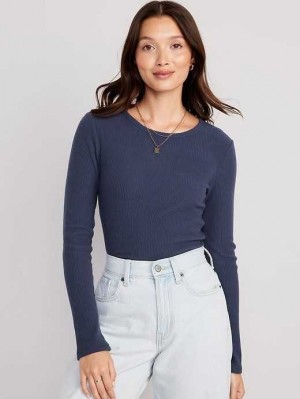 T Shirts Old Navy Plush Long-Sleeve Crew-Neck T-Shirt Femme Volcanic Glass | 478-GBMKJS