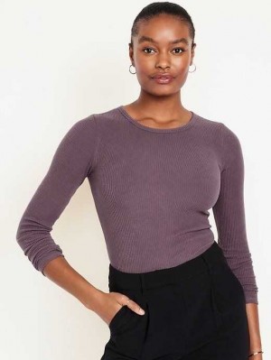 T Shirts Old Navy Plush Long-Sleeve Crew-Neck T-Shirt Femme Wild Currant | 293-MEGTSA