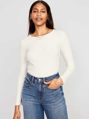 T Shirts Old Navy Plush Long-Sleeve Crew-Neck T-Shirt Femme Bleu Clair | 249-IFGCMH