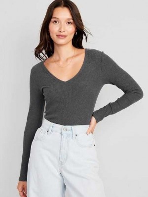T Shirts Old Navy Plush Long-Sleeve V-Neck T-Shirt Femme Panther | 248-YWTLDJ