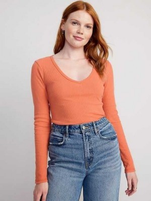 T Shirts Old Navy Plush Long-Sleeve V-Neck T-Shirt Femme Starfish | 075-XTDSQN