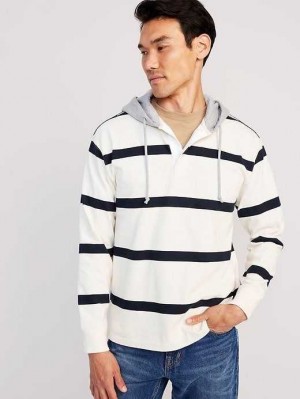 T Shirts Old Navy Rugby Pullover Hoodie Homme Blanche Stripes | 286-PSJIEG